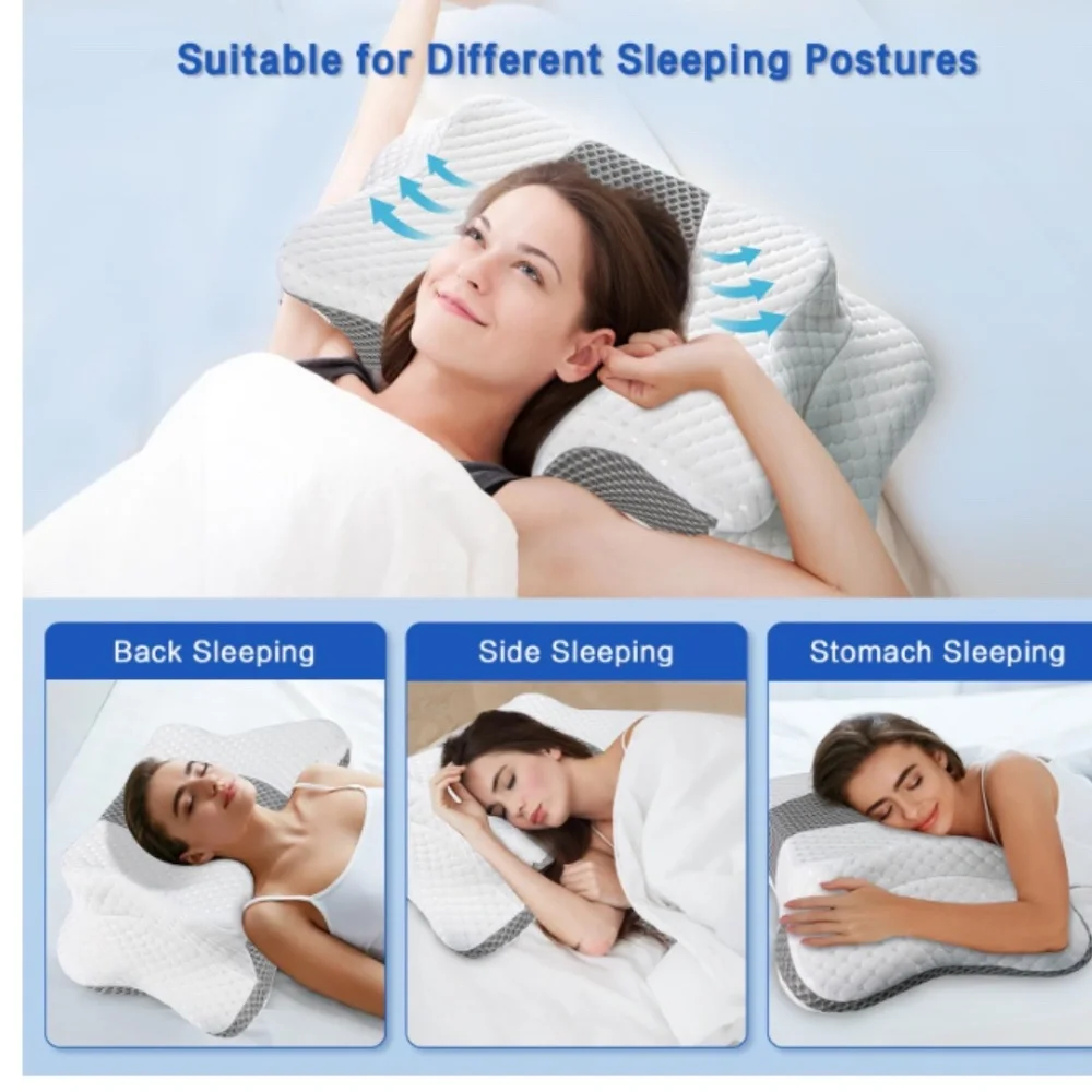 G328 Pain Relief Premium Memory Foam Cervical Pillow for Neck Support Queen Size - Picture 5 of 6